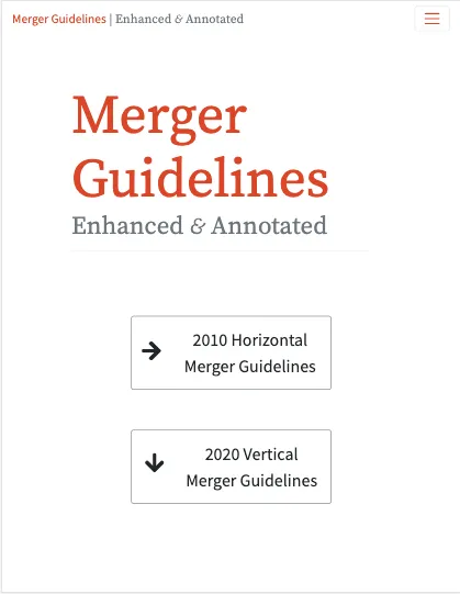 Thumbnail of the MergerGuidelines.com website.